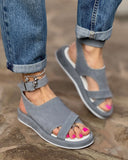 Adjustable snap natural suede sandals