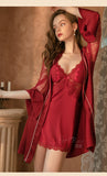 Deep V Lace Nightgown & Robe Set
