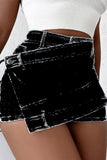 Front Overlay Denim Shorts
