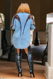 Oversized Lace Inset Denim Dress/Jacket