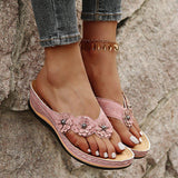 Floral thick-soled clip-toed vintage beach Slippers