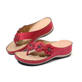 Floral thick-soled clip-toed vintage beach Slippers